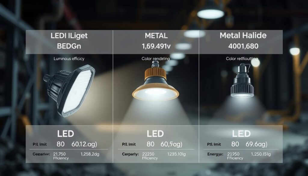 comparação de eficiência luminosa