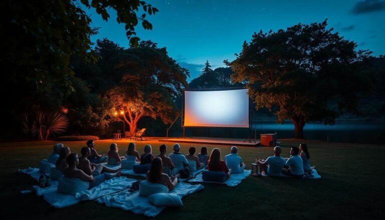 iluminação cinema ao ar livre